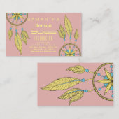 Elegant Dream Catcher Feathers Yoga Instructor Visitekaartje (Voorkant / Achterkant)