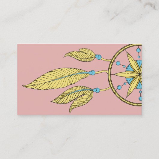 Elegant Dream Catcher Feathers Yoga Instructor Visitekaartje (Achterkant)