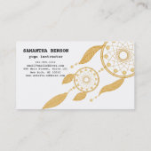 Elegant Dream Catcher Feathers Yoga Instructor Visitekaartje (Achterkant)