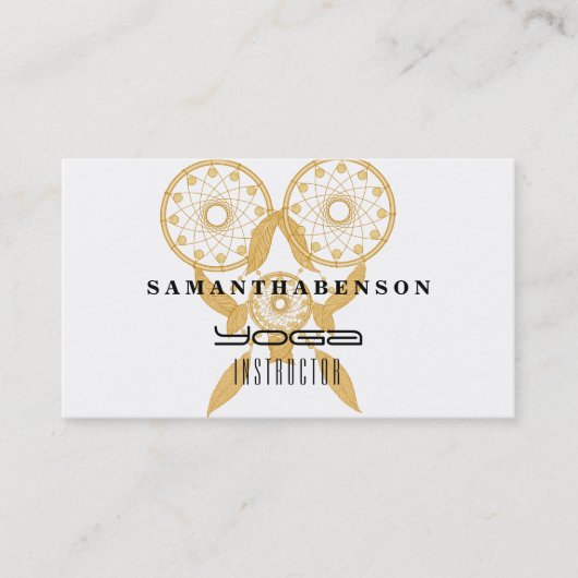 Elegant Dream Catcher Feathers Yoga Instructor Visitekaartje (Voorkant)