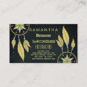 Elegant Dream Catcher Feathers Yoga Instructor Visitekaartje (Voorkant)