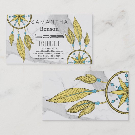 Elegant Dream Catcher Feathers Yoga Instructor Visitekaartje (Voorkant / Achterkant)