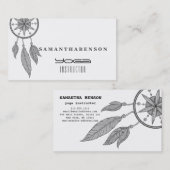Elegant Dream Catcher Feathers Yoga Instructor Visitekaartje (Voorkant / Achterkant)