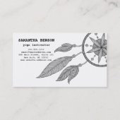 Elegant Dream Catcher Feathers Yoga Instructor Visitekaartje (Achterkant)