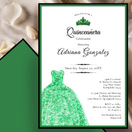 Elegant dress 15th Birthday green Quinceanera Kaart