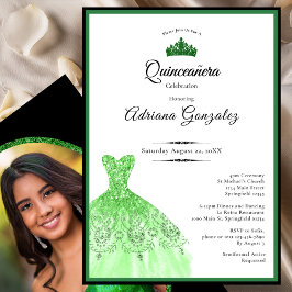 Elegant dress 15th Birthday green Quinceanera Kaart