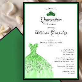 Elegant dress 15th Birthday green Quinceanera Kaart