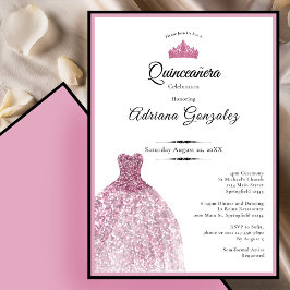Elegant dress 15th birthday pink Quinceanera Kaart