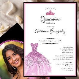 Elegant dress 15th birthday pink Quinceanera Kaart