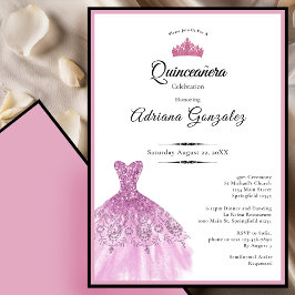 Elegant dress 15th birthday pink Quinceanera Kaart