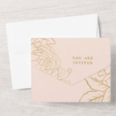 Elegant Dress Blush and Gold Vrijgezellenfeest All In One Uitnodiging (Achterkant)