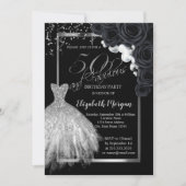 Elegant Dress, Confetti Black Rozen 50th Birthday Kaart (Voorkant)