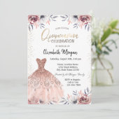 Elegant Dress, Confetti Rozen Quinceañera Kaart (Staand voorkant)