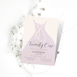 Elegant Dress Pearls Pink Blush Chic 21st Birthday Kaart