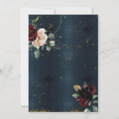 Elegant Dress, Rozen Dark Blue Quinceañera Kaart (Achterkant)