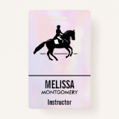 Elegant Dressage Rider op Waterverf achtergrond Badge (Voorkant)