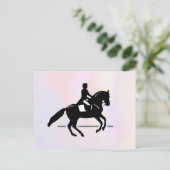 Elegant Dressage Rider op Waterverf achtergrond Briefkaart (Staand voorkant)