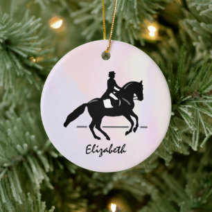 Elegant Dressage Rider op Waterverf achtergrond Keramisch Ornament