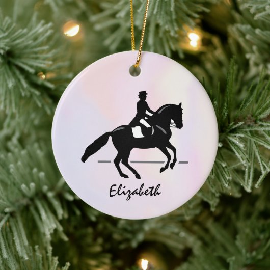 Elegant Dressage Rider op Waterverf achtergrond Keramisch Ornament (Boom)