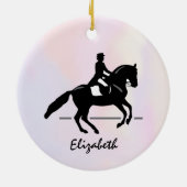 Elegant Dressage Rider op Waterverf achtergrond Keramisch Ornament (Achterkant)