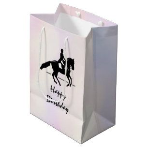 Elegant Dressage Rider op Waterverf achtergrond Medium Cadeauzakje