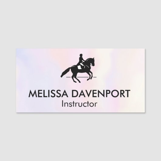 Elegant Dressage Rider op Waterverf achtergrond Naamplaatje (Voorkant)