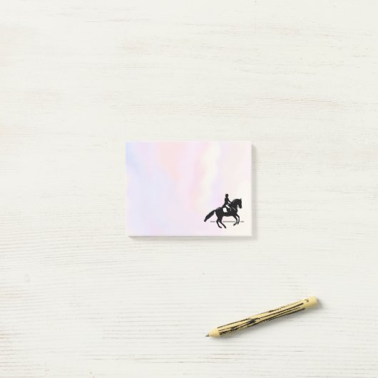 Elegant Dressage Rider op Waterverf achtergrond Post-it® Notes (Op bureau)