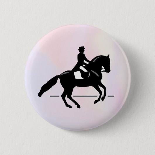 Elegant Dressage Rider op Waterverf achtergrond Ronde Button 5,7 Cm (Voorkant)