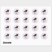 Elegant Dressage Rider op Waterverf achtergrond Ronde Sticker (Vel)