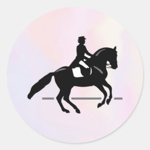 Elegant Dressage Rider op Waterverf achtergrond Ronde Sticker