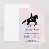 Elegant Dressage Rider op Waterverf achtergrond Save The Date (Voorkant / Achterkant)