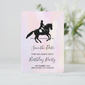 Elegant Dressage Rider op Waterverf achtergrond Save The Date (Staand voorkant)