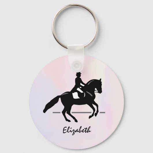 Elegant Dressage Rider op Waterverf achtergrond Sleutelhanger (Voorkant)
