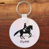 Elegant Dressage Rider op Waterverf achtergrond Sleutelhanger (Voorkant)