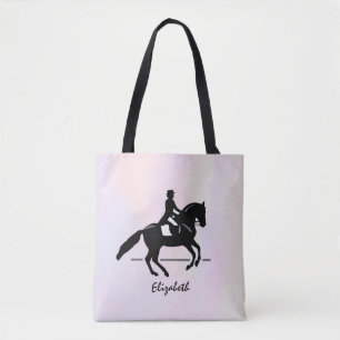 Elegant Dressage Rider op Waterverf achtergrond Tote Bag