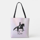 Elegant Dressage Rider op Waterverf achtergrond Tote Bag (Achterkant)