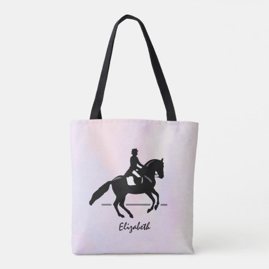 Elegant Dressage Rider op Waterverf achtergrond Tote Bag (Achterkant)