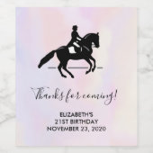 Elegant Dressage Rider op Waterverf achtergrond Wijn Etiket (Enkel label)