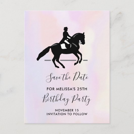 Elegant Dressage Rider op Waterverf Opslaan Datum Uitnodiging Briefkaart (Voorkant)