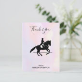 Elegant Dressage Rider over Waterverf Dank u wel Briefkaart (Staand voorkant)
