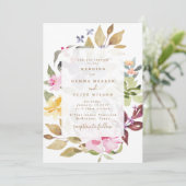 Elegant Dried Floral Waterverf Wedding Kaart (Staand voorkant)