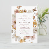 Elegant Dried Wildflower Floral Wedding Kaart (Staand voorkant)