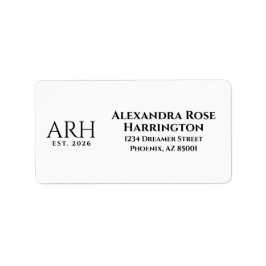 Elegant Driedelig Monogram   Etiket