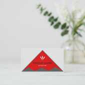 Elegant driehoeken in zilver grijs en rood visitekaartje (Staand voorkant)