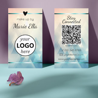 Elegant Driehoekig Patroon Hart Foto QR Code Logo Visitekaartje