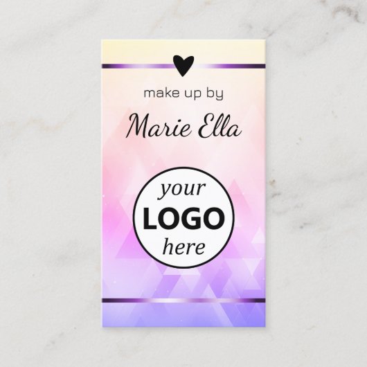 Elegant Driehoekig Patroon Hart Foto QR Code Logo Visitekaartje (Voorkant)