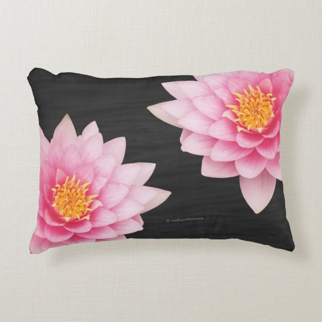 Elegant drijvende roze Lotus Flowers Accent Kussen (Voorkant)