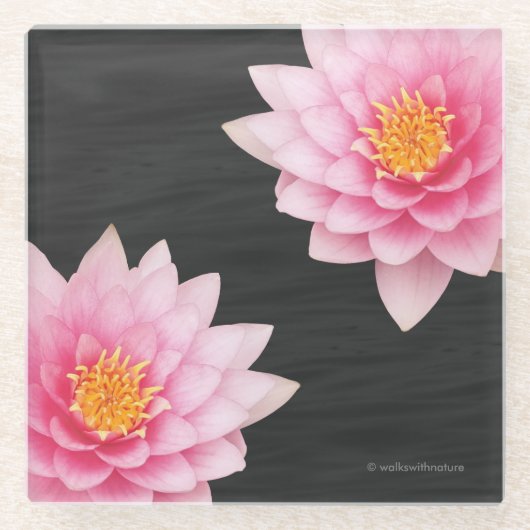 Elegant drijvende roze Lotus Flowers Glazen Onderzetter (Voorkant)