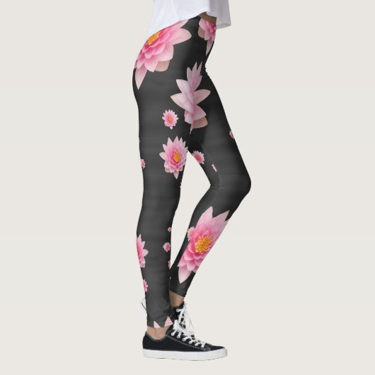 Elegant drijvende roze Lotus Flowers Leggings (Rechts)