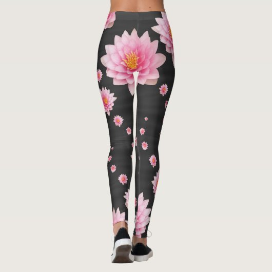 Elegant drijvende roze Lotus Flowers Leggings (Achterkant)